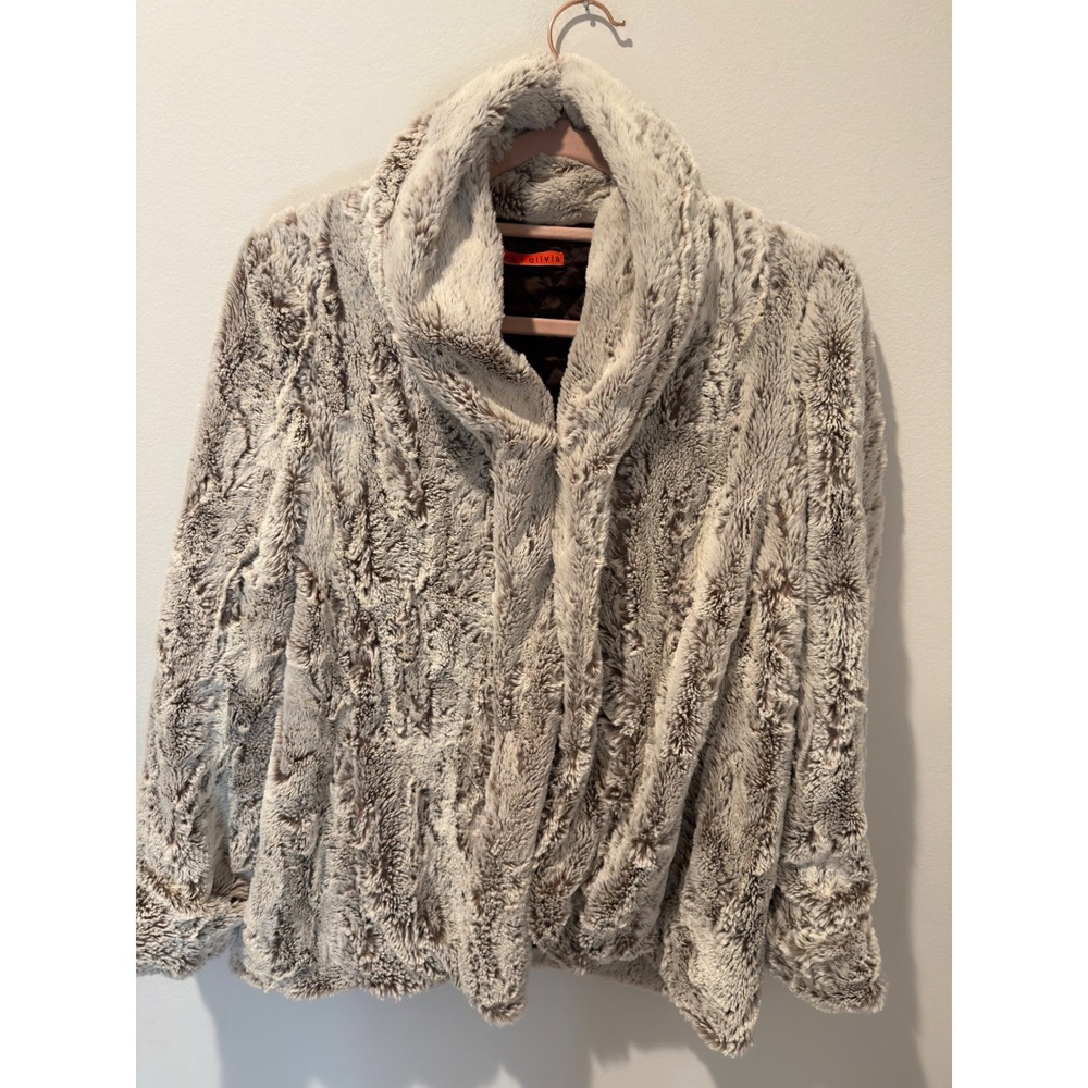 Alice + Olivia Faux Fur Textured Shawl Collar Jacket Coat